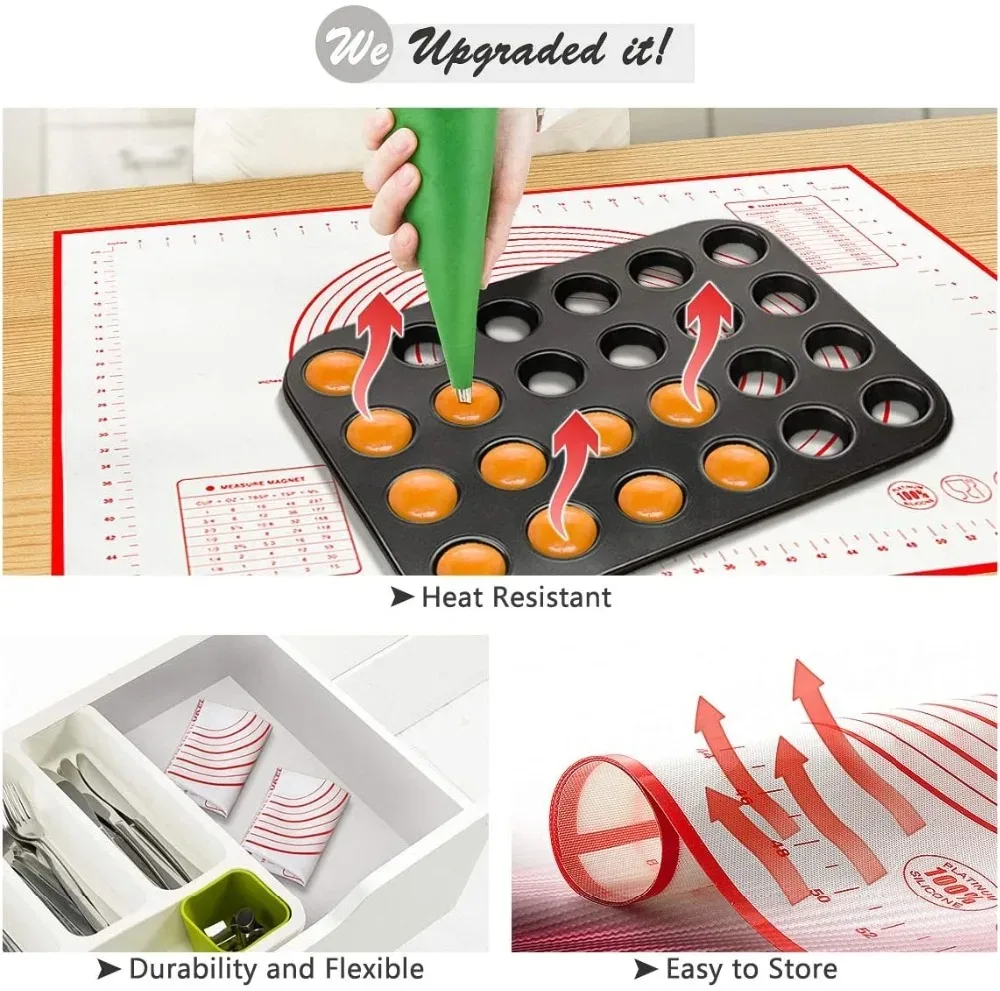 Silicone Baking Mat Kneading Pad Dough Mat Pizza Cake Dough Maker Kitchen Cooking Grill Non-Stick Gadgets Bakeware Pastry Mat