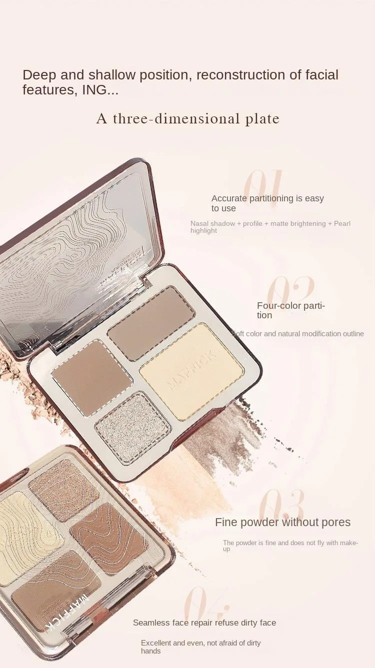 Natural Stereoscopic Face Powder Palette  Matte Bronzer  Contour Shading  Multifunctional Highlighter  Cosmetic Blush gift