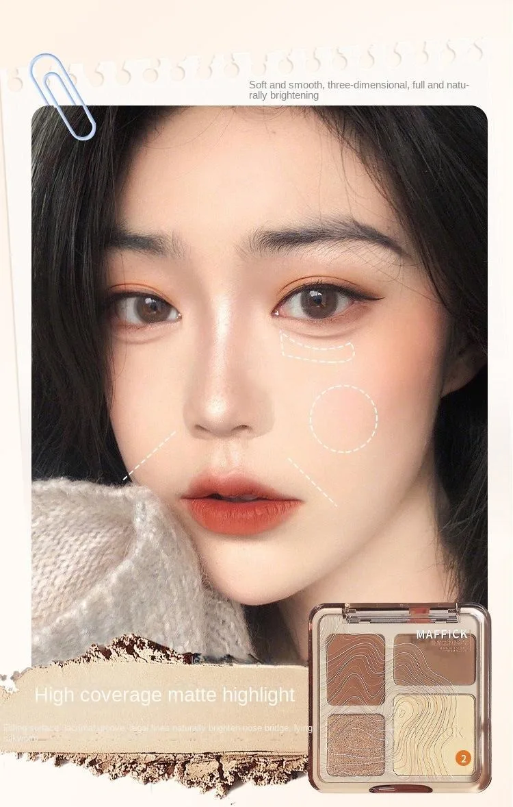 Natural Stereoscopic Face Powder Palette  Matte Bronzer  Contour Shading  Multifunctional Highlighter  Cosmetic Blush gift