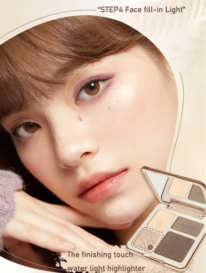 Judydoll Highlighter Contour Bronzer Palette Nude Makeup Natural Facial 3D Nose Shadow Long-Lasting Waterproof Cosmetics Makeup