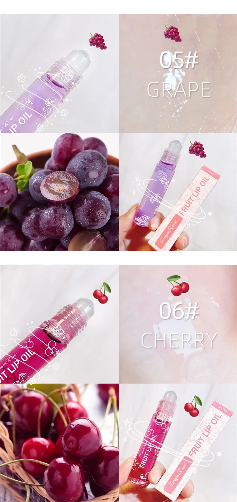 Fruit Lip Gloss Transparent Lip Oil Moisturizing Reducing Lip Lines Nourishes Lips Waterproof Long-lasting Liquid Lips Cosmetics