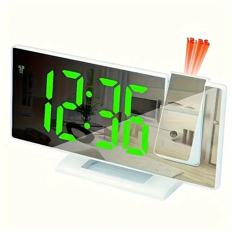 Projection alarm clock  multifunction Intelligent luminous clock Bedroom large screen digital clock 180℃ back and celling projec