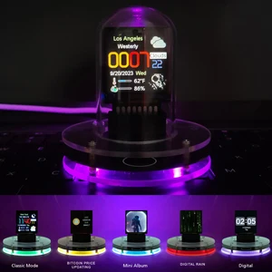 WIFI Control IPS Nixie Tube Alarm Clock with Colorful RGB Lights for Game Room Decoration.DIY Clock Faces and Pictures.Gift Idea