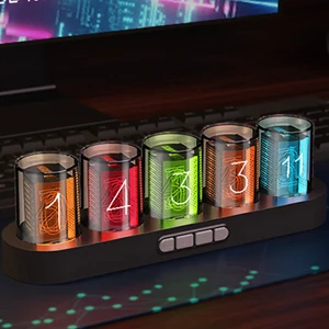 WIFI Control IPS Nixie Tube Alarm Clock with Colorful RGB Lights for Game Room Decoration.DIY Clock Faces and Pictures.Gift Idea