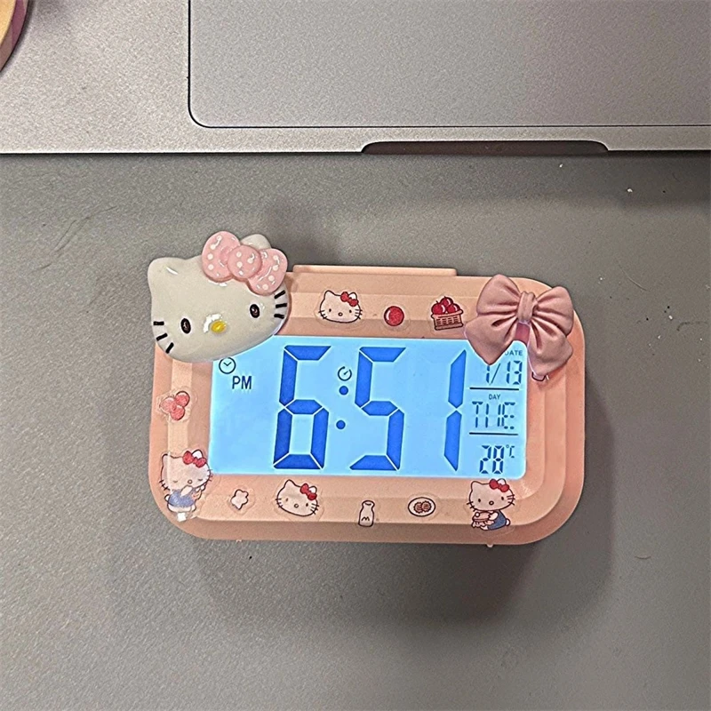 Sanrio Hello Kitty Alarm Cute Kitty Cat Noctilucent Alarms Clocks Cartoon Mini Alarm Clocks Dormitory Desktop Ornament Gifts