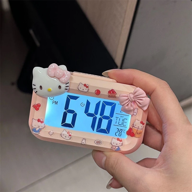 Sanrio Hello Kitty Alarm Cute Kitty Cat Noctilucent Alarms Clocks Cartoon Mini Alarm Clocks Dormitory Desktop Ornament Gifts