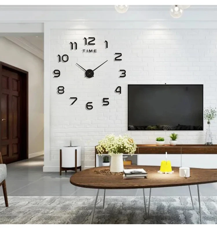 Fashion Modern Design Large Wall Clock 3D DIY Quartz Clocks Watches Acrylic Mirror Stickers Living Room Home Decor Horloge